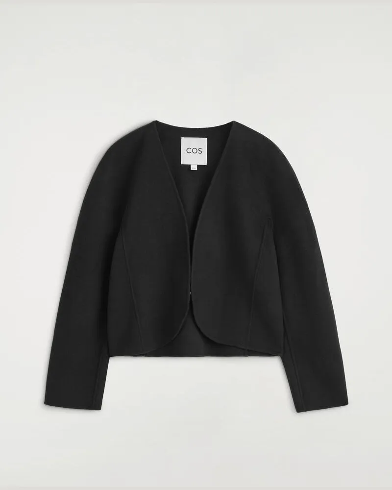 COS Verkürzter Blazer Aus Doubleface-Woll-Mix Schwarz