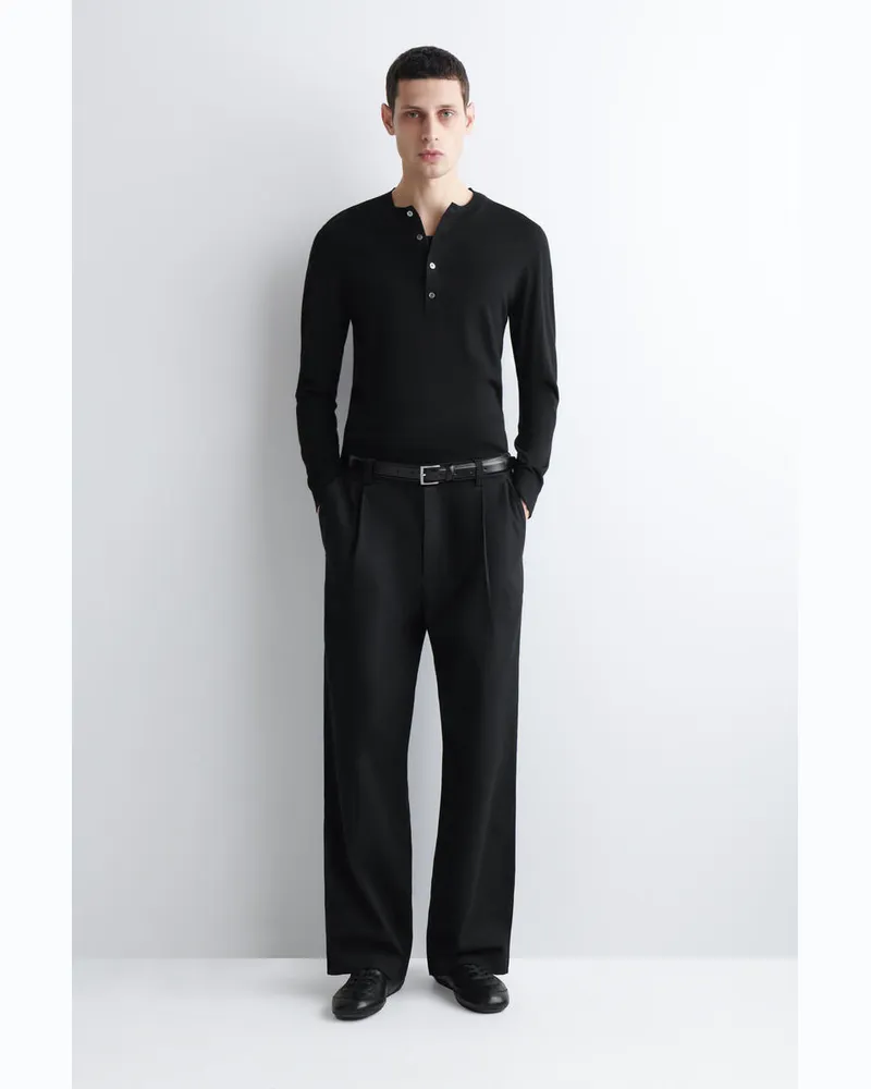 COS Hose Aus Denim Mit Weitem Bein Und Bügelfalten Schwarz