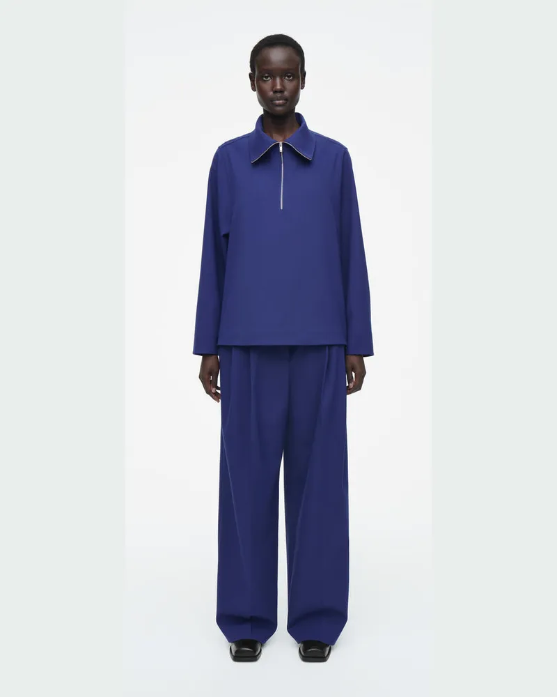 COS Lockere Hose Aus Twill Mit Weitem Bein Blau
