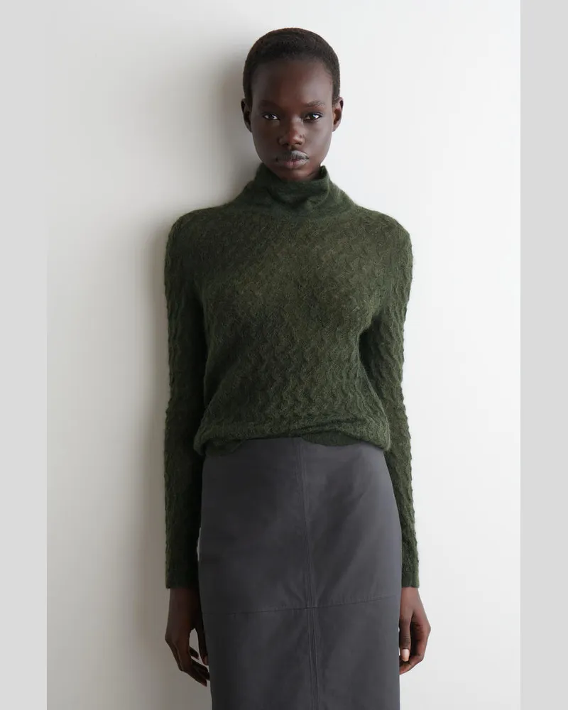 COS Pullover Aus Mohair Mit Pointelle-Muster Grün