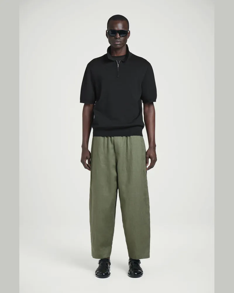 COS Leinenhose Mit Weitem Bein Und Elastischem Bund Grün