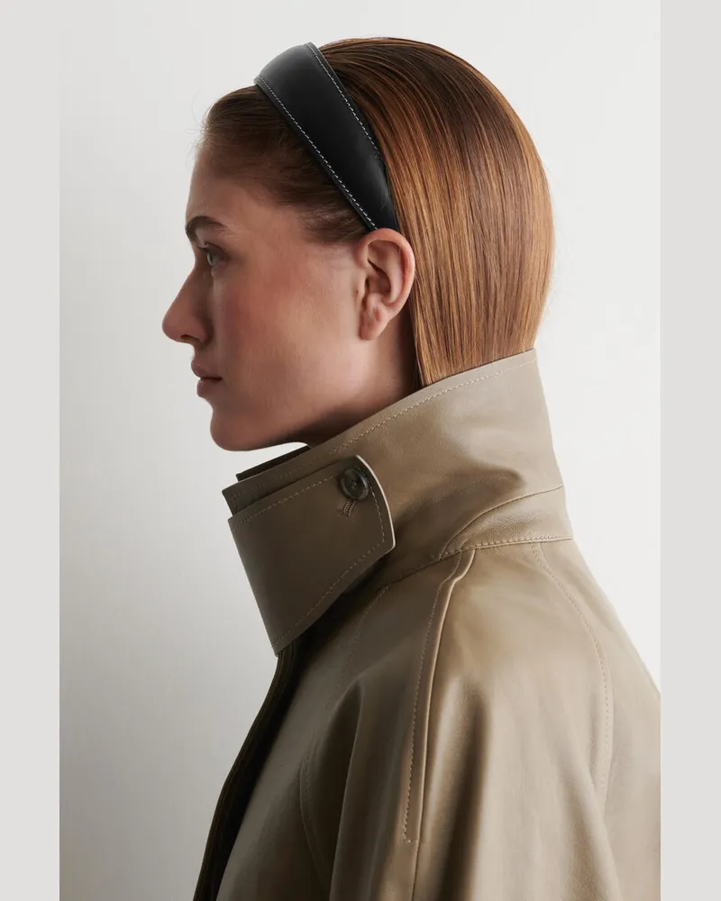COS Haarreif Aus Leder Mit Steppnähten Schwarz