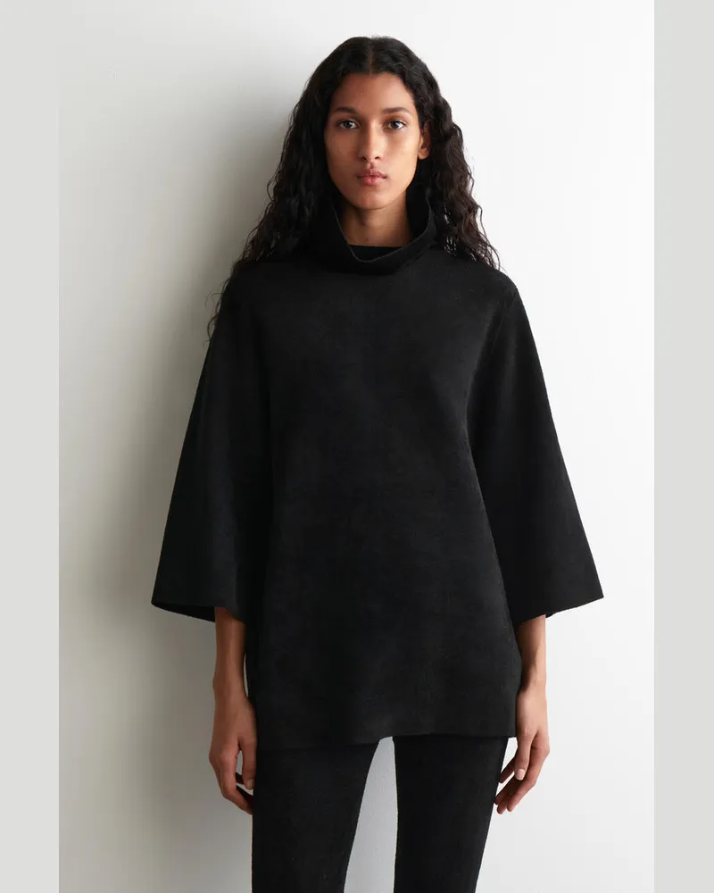 COS Strickpullover Aus Chenille Mit Hohem Kragen Schwarz