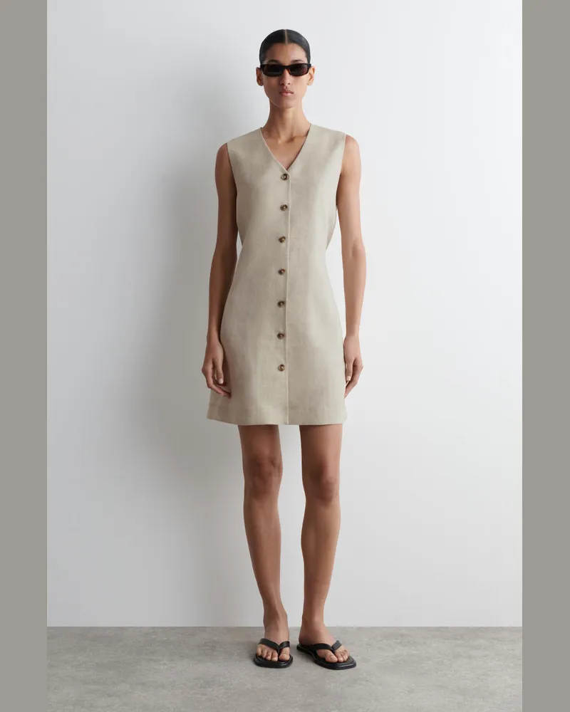 COS Minikleid Aus Leinen Mit Knöpfen Beige