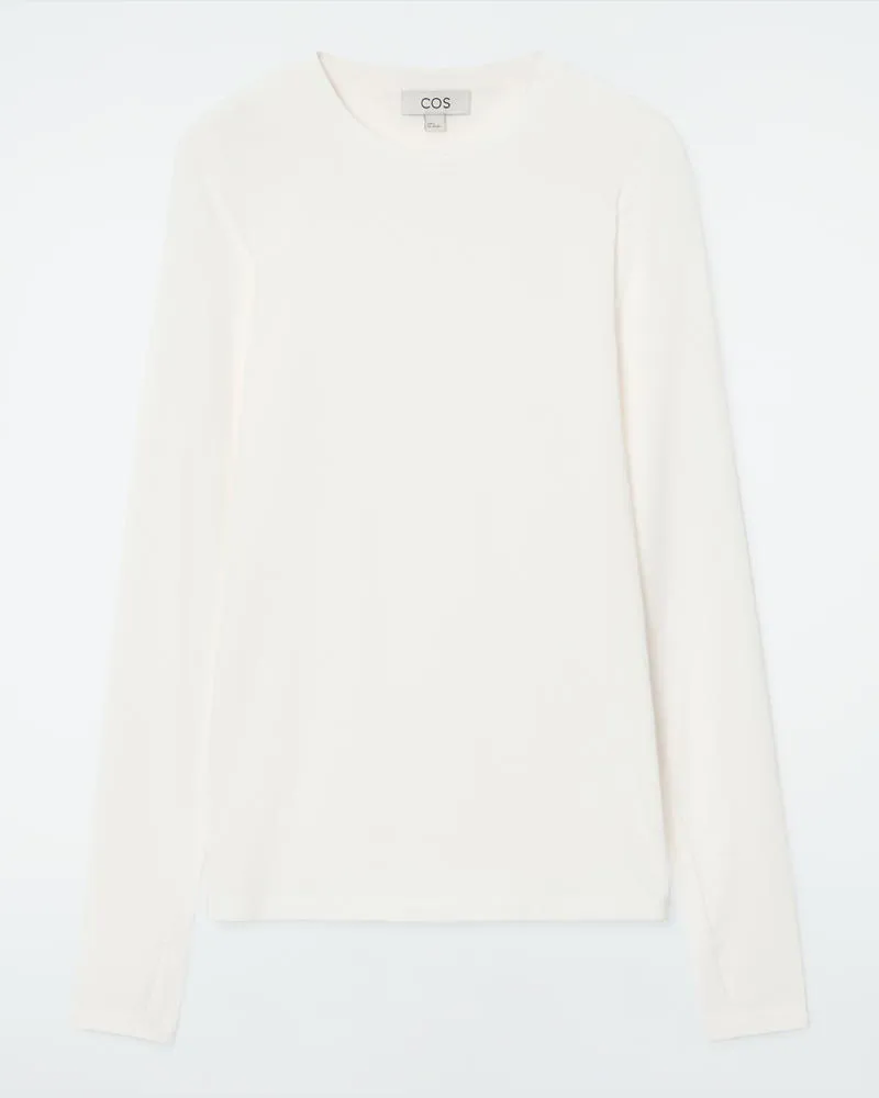 COS Schmales Leichtes Langarmshirt Weiß