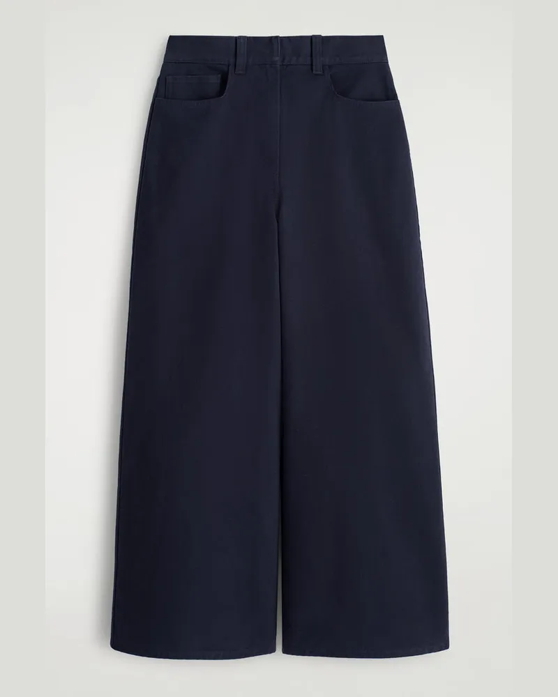 COS Verkürzte Hose Aus Baumwolle Mit Weitem Bein Blau