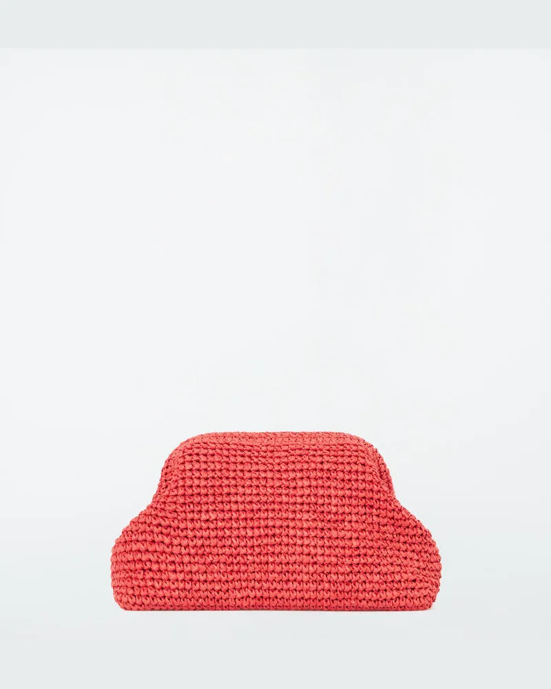 COS Clutch Aus Bast Mit Rahmen Rot