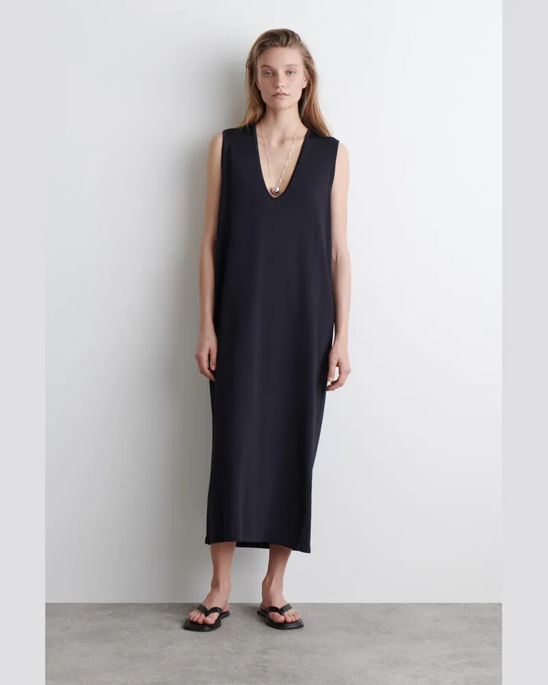 COS Strickkleid Aus Baumwolle In Midilänge Blau