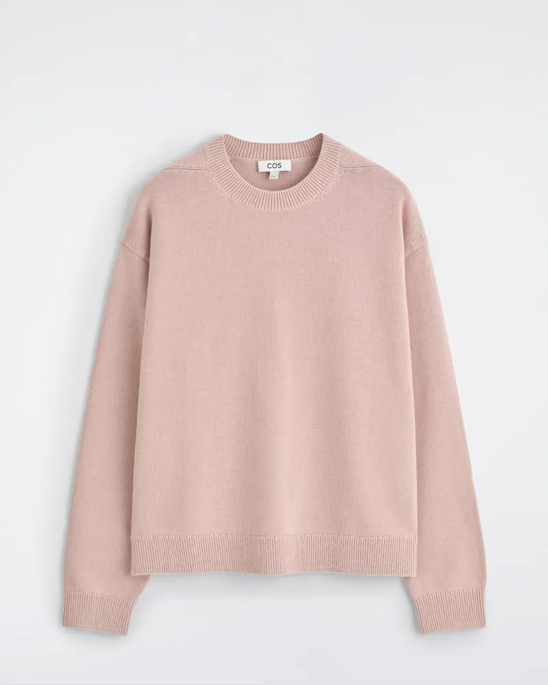COS Pullover Aus Baumwolle Mit Rundhalsausschnitt Rosa