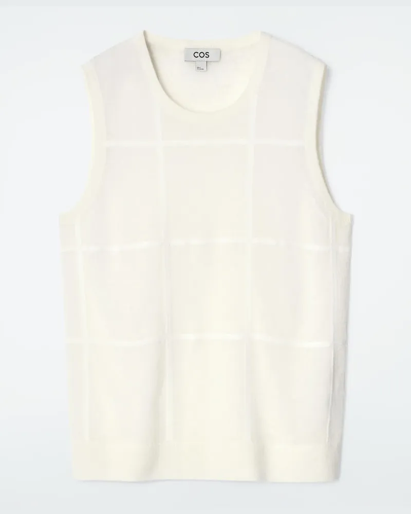 COS Ärmelloses Oberteil Mit Windowpane-Karo Weiß