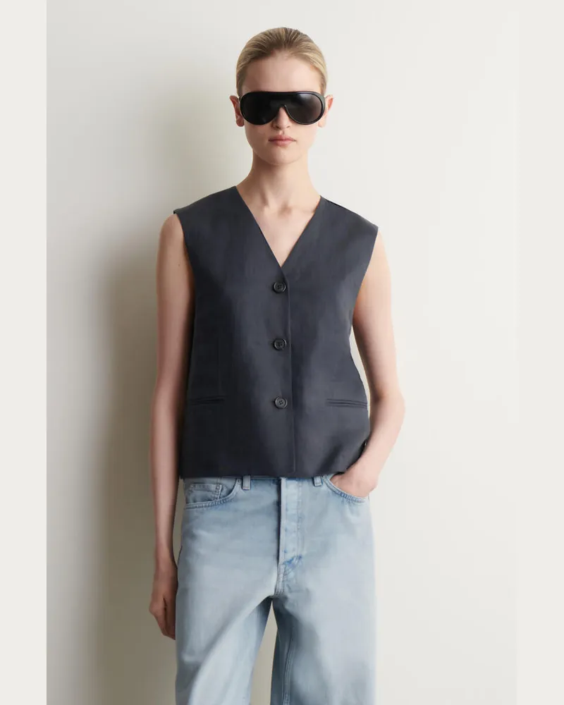 COS Weste Aus Leinen Blau