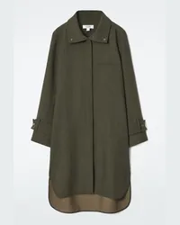 COS Oversized-Hemdblusenkleid Aus Woll-Mix Khaki