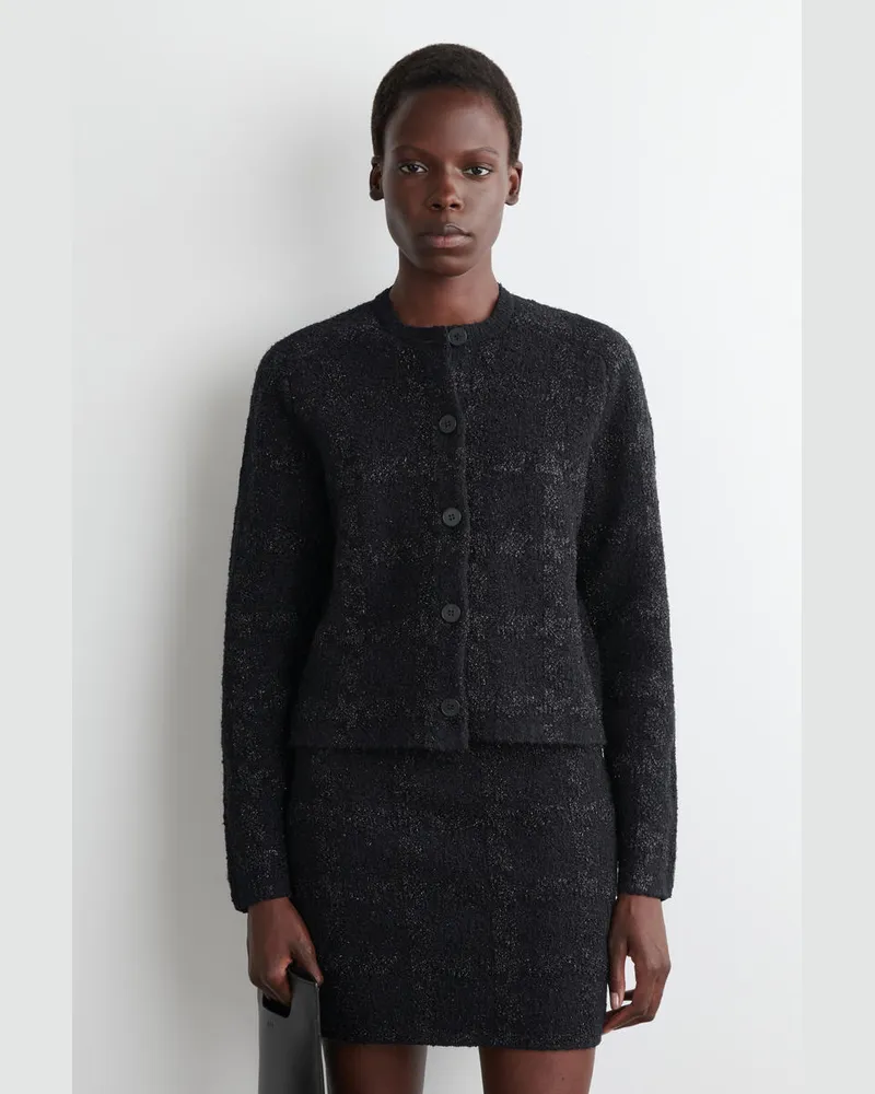 COS Glitzernde Bouclé-Strickjacke Schwarz