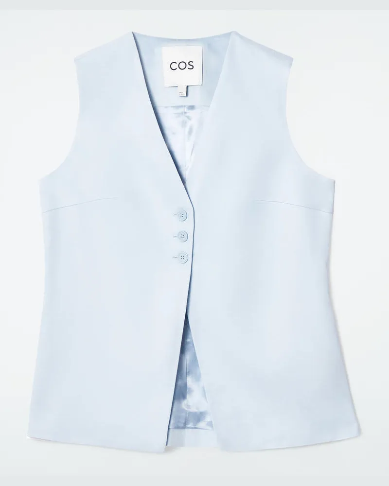 COS Lange Weste Aus Leinen-Mix Blau