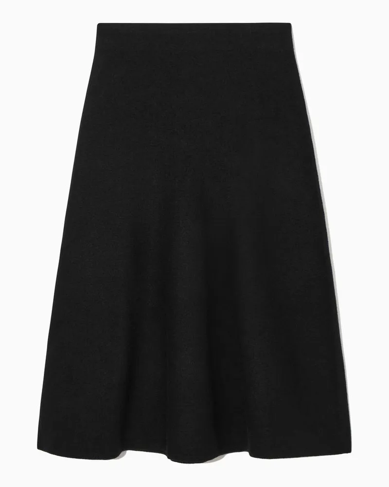 COS Ausgestellter Midirock Aus Merinowolle Schwarz