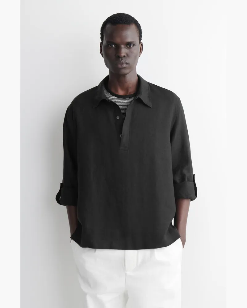 COS Popover-Hemd Aus Leinen Schwarz