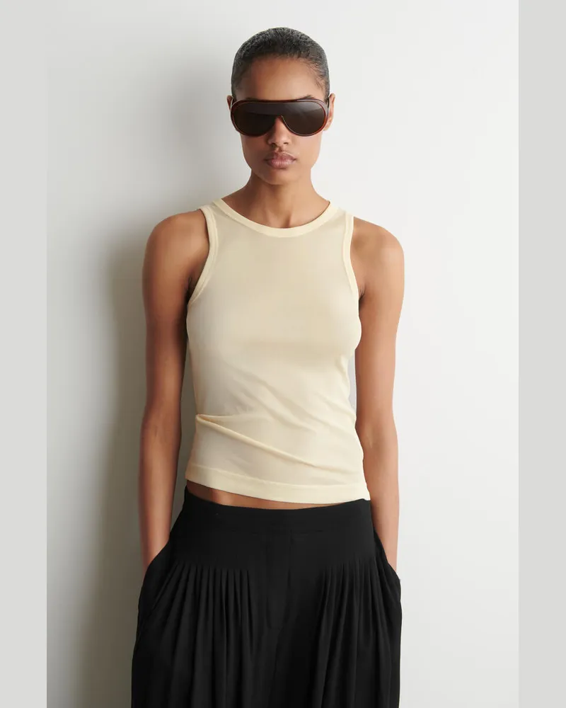 COS Geripptes Tanktop Aus Seide Beige