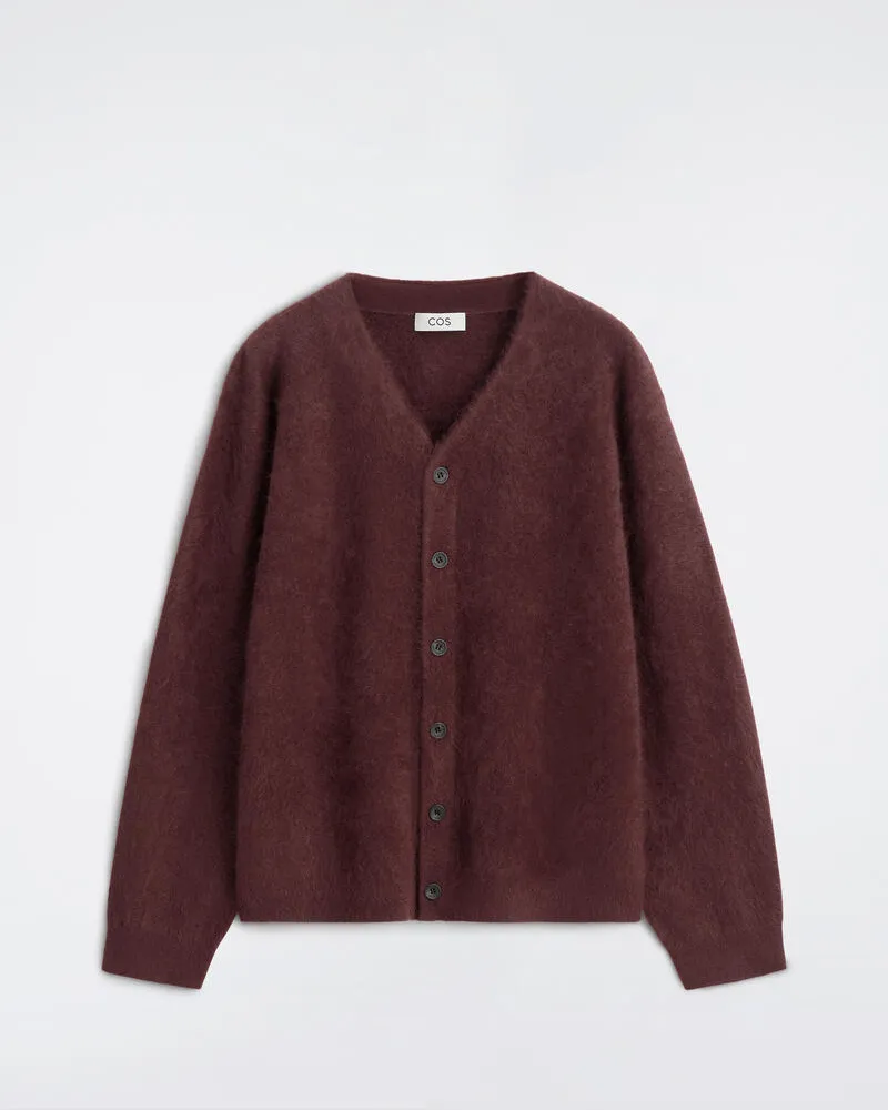 COS Strickjacke Aus Gebürstetem Kaschmir Rot