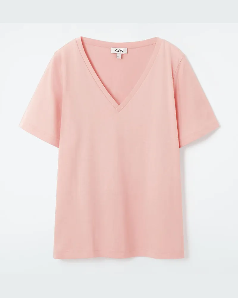 COS Alltags-T-Shirt Mit V-Ausschnitt Rosa