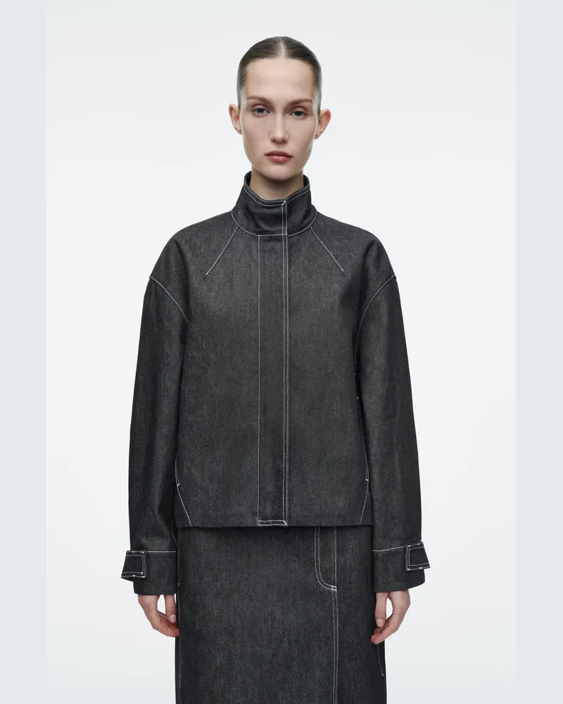 COS Bomberjacke Aus Denim Blau