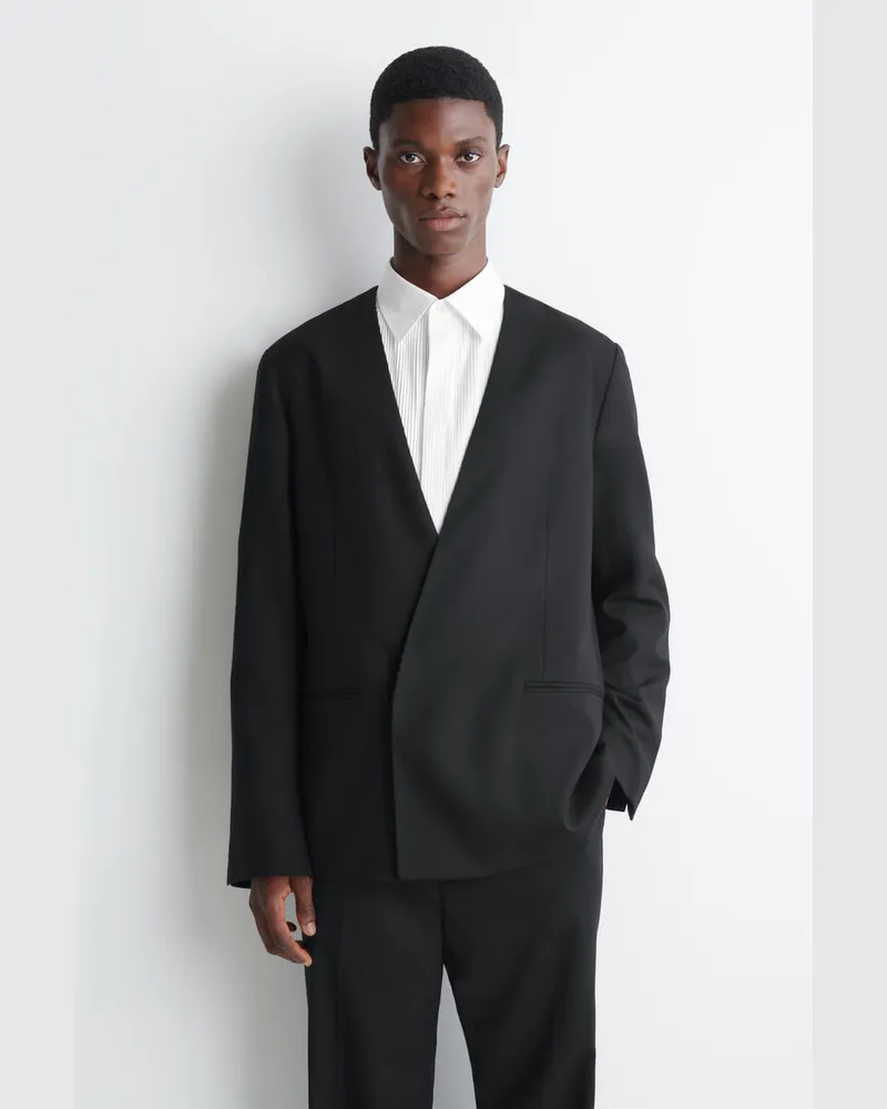 COS Kragenloser Wollblazer Schwarz