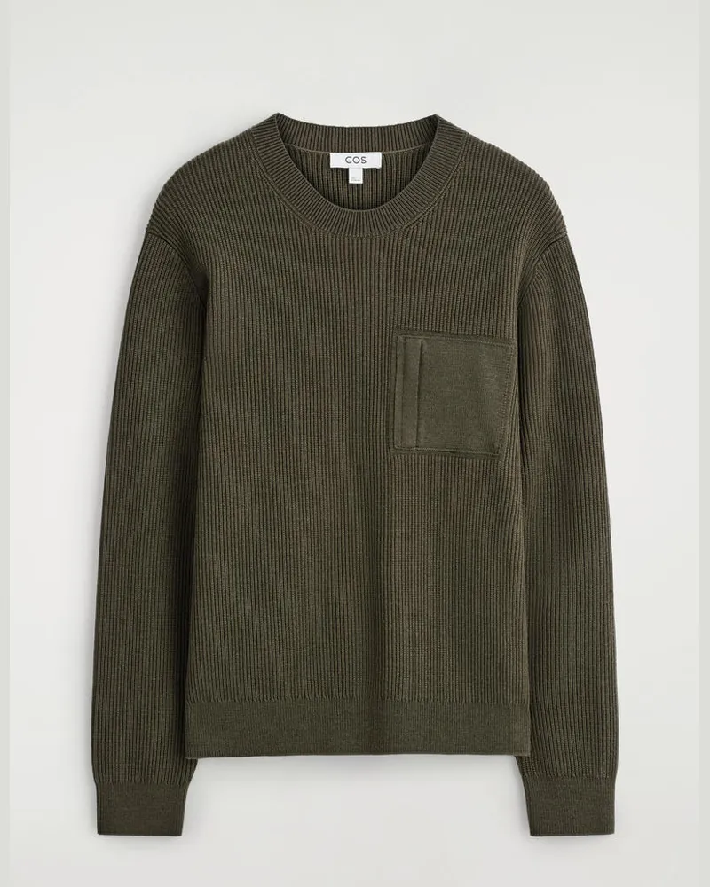 COS Pullover Aus Wolle Mit Rundhalsausschnitt Grün