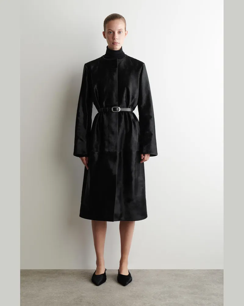 COS Mantel Aus Ponyhaar Schwarz