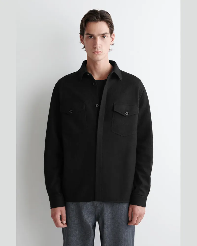 COS Lockere Hemdjacke Aus Gekochter Wolle Schwarz