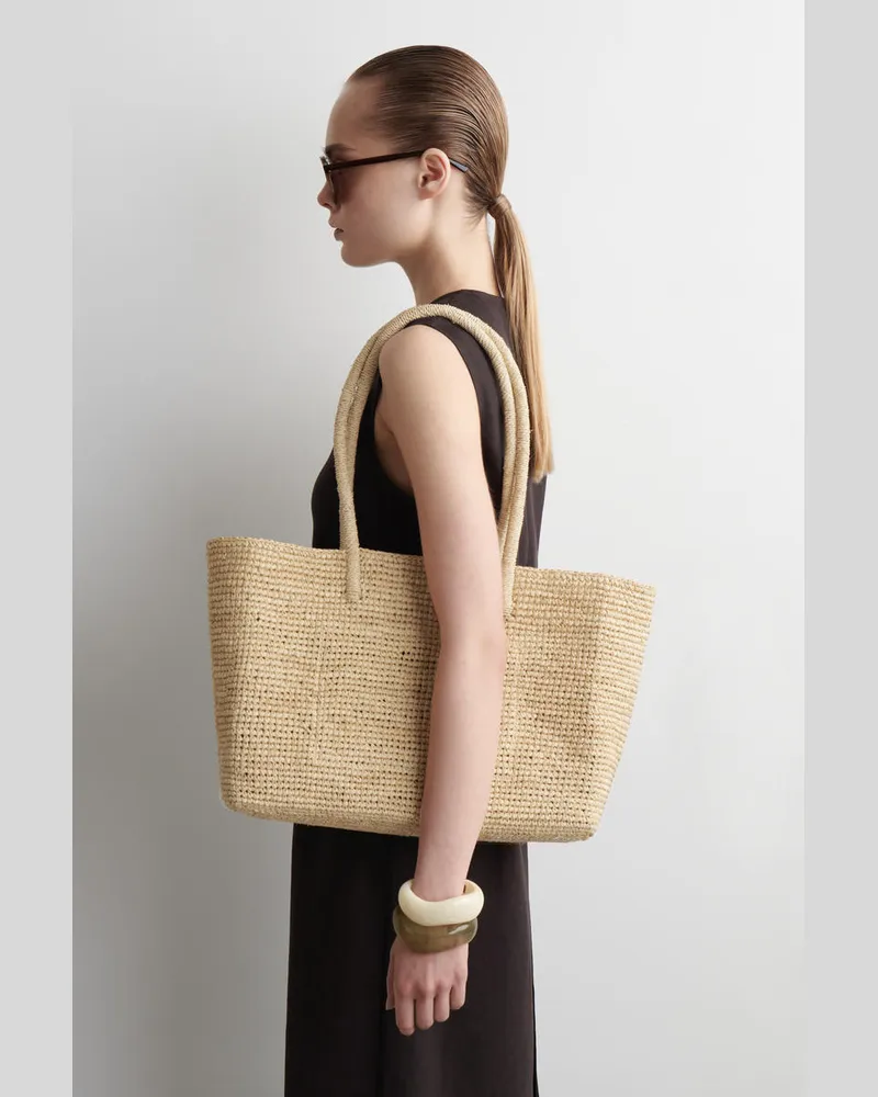 COS Kleine Handgewebte Tote Bag - Bast Beige
