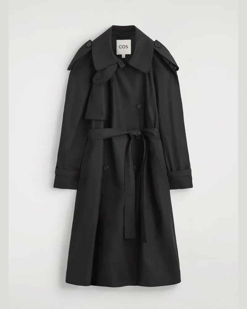 COS Trenchcoat Aus Baumwolle Mit Stehkragen Schwarz