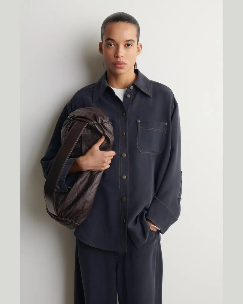 COS Seidenhemd Mit Denim-Effekt Blau