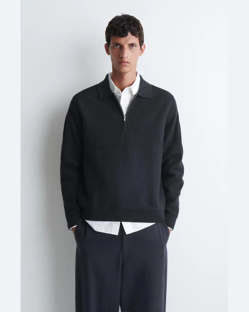 COS Pullover Aus Kochwolle Mit Reissverschluss Blau