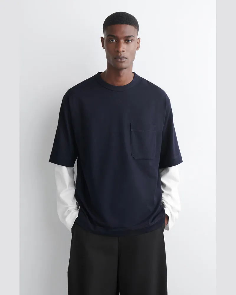 COS Gewichtiges Oversized-T-Shirt Blau