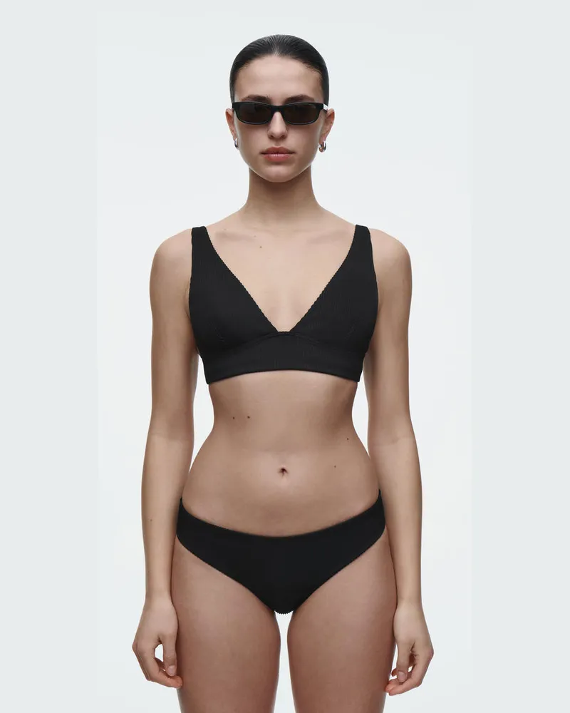 COS Geripptes Bikinioberteil Mit High Apex Körbchen Schwarz