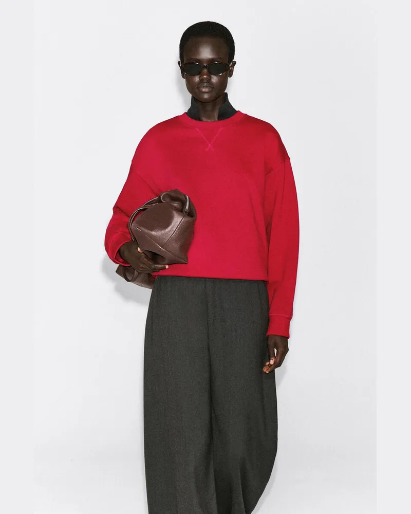 COS Sweatshirt Aus Baumwolle Mit Rundhalsausschnitt Rot