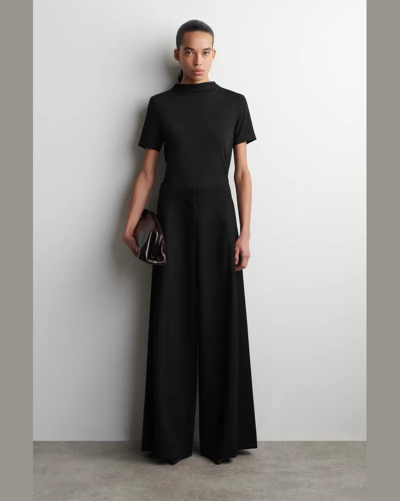 COS Lockere Hose Aus Woll-Mix Mit Weitem Bein Schwarz