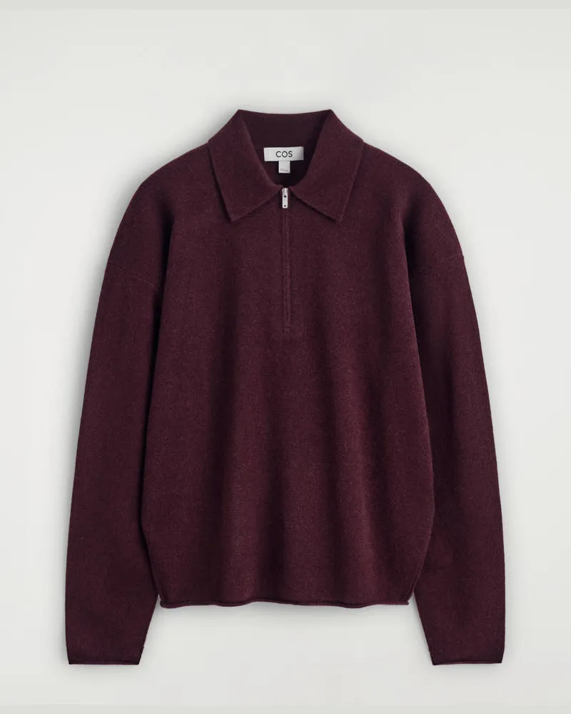 COS Poloshirt Aus Merinowoll-Yak-Mix Rot