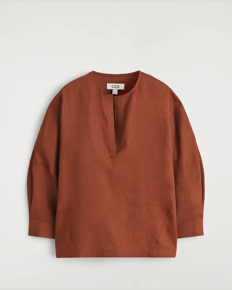 COS Voluminöse Leinenbluse Rot