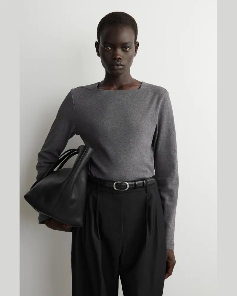 COS Cotton-Jersey Long-Sleeved Top Grau