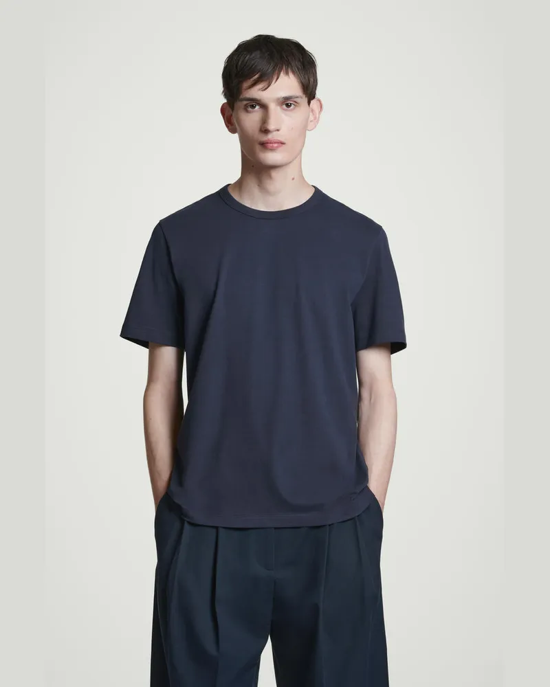 COS T-Shirt Aus Gebürsteter Baumwolle Blau