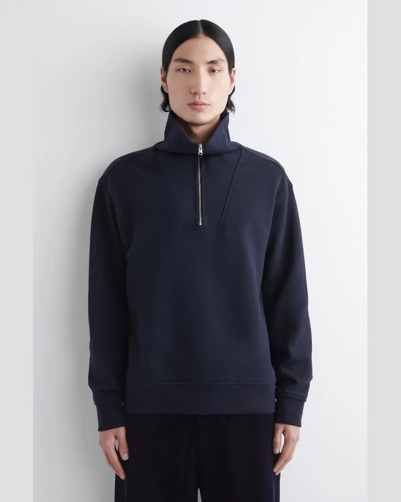 COS Sweatshirt Mit Kragen Und Kurzem Reissverschluss Blau