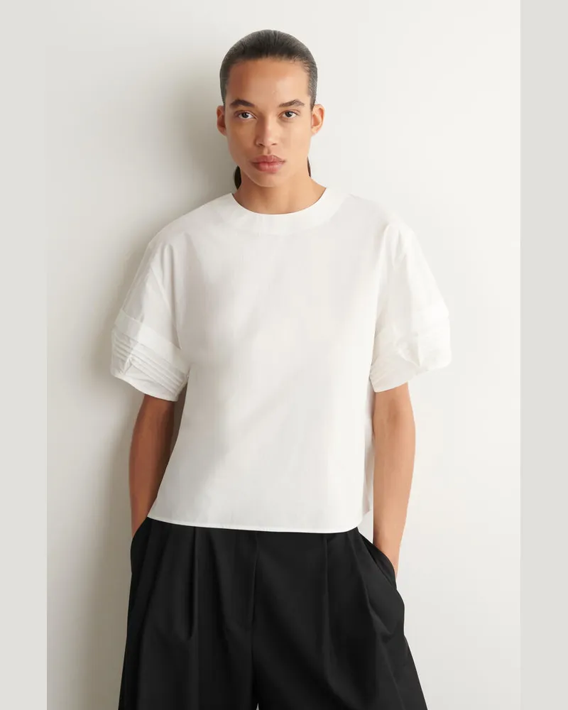 COS Baumwollbluse Mit Biesen Weiß