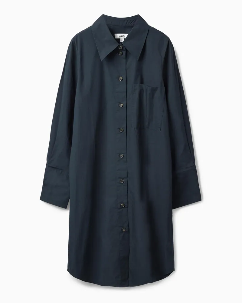 COS Midi-Hemdblusenkleid Mit Lockerer Passform Blau