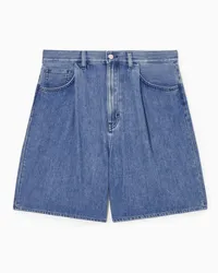 COS Jeansshorts In A-Linie Mit Falten Blau