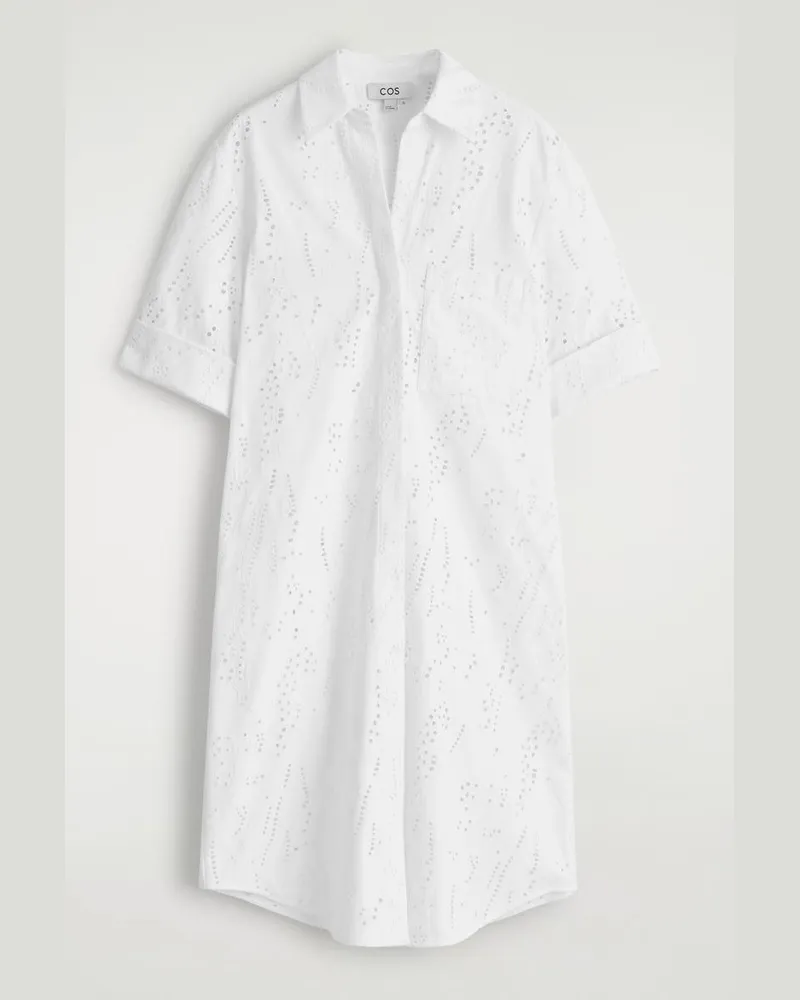 COS Hemdkleid Mit Lochstickerei Weiß
