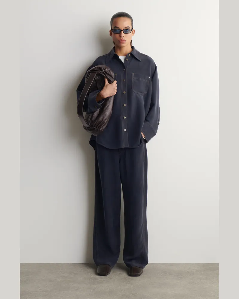 COS Seidenhose Mit Denim-Effekt Blau