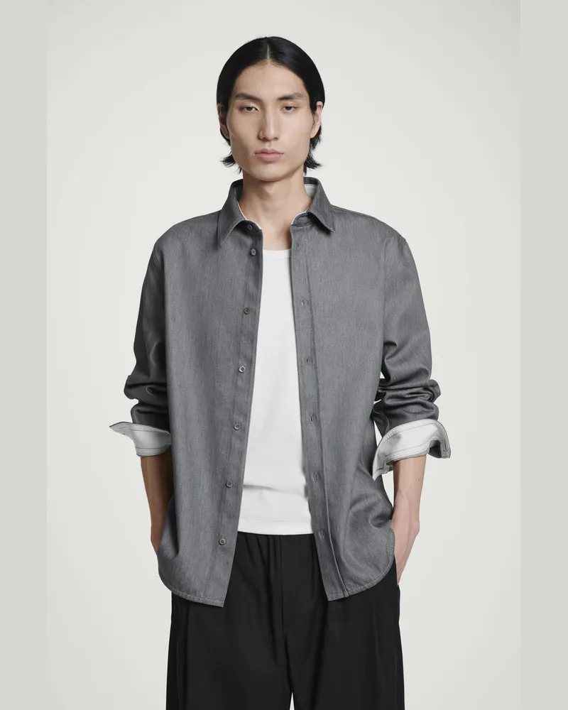 COS Lockere Hemdjacke Aus Denim Grau