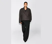 Verkürzter Oversized-Blazer Aus Gekochtem Woll-Mix