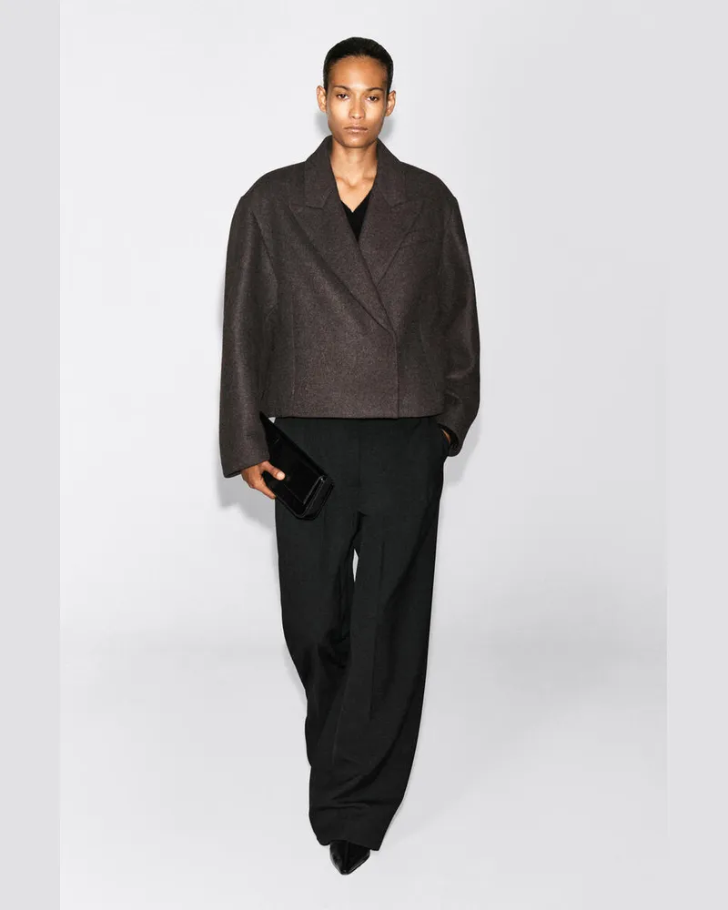 COS Verkürzter Oversized-Blazer Aus Gekochtem Woll-Mix Braun