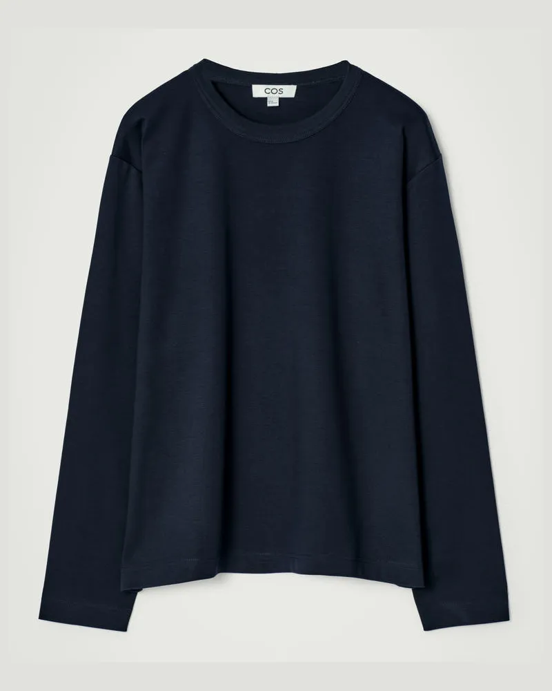 COS Lockeres Langarmshirt Aus Jersey Blau